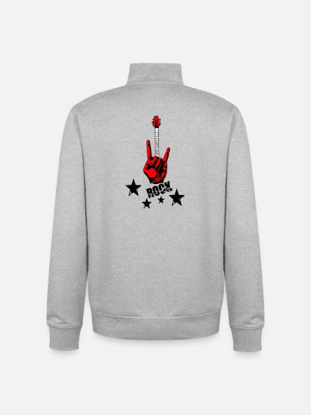 Rock Hand and Guitar Neck - Unisex Organic Zip Sweatshirt by Stanley/Stella - heather grey