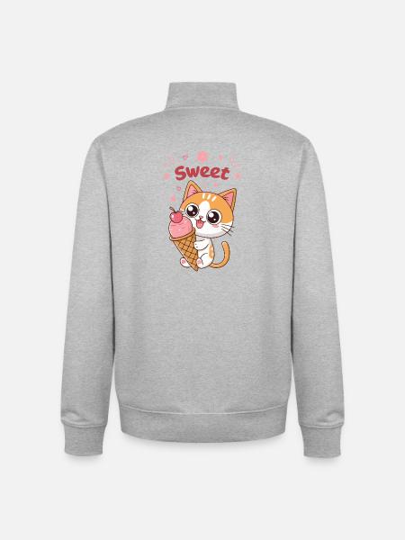Kawaii Süßglasiertes Kätzchen - Unisex Organic Zip Sweatshirt von Stanley/Stella - Grau meliert