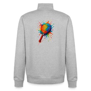 Padel-Racket – Padeliste - Unisex Organic Zip Sweatshirt von Stanley/Stella - Grau meliert - Hinten - AI Model Male 185 light (185cm)