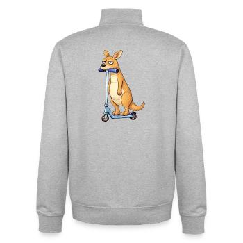Süßes Känguru auf Roller einsam in Australien - Unisex Organic Zip Sweatshirt von Stanley/Stella - Grau meliert - Hinten - AI Model Male 185 light (185cm)