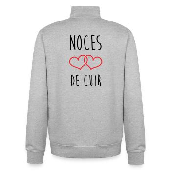 Lederhochzeit 2 Jahre Liebe - Unisex Organic Zip Sweatshirt von Stanley/Stella - Grau meliert - Hinten - AI Model Male 185 light (185cm)