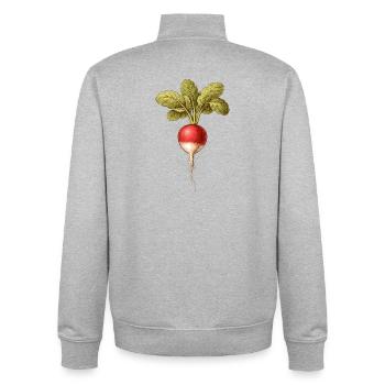 Radishes Vintage Botanical Drawing - Unisex Organic Zip Sweatshirt by Stanley/Stella - heather grey - Back - AI Model Male 185 light (185cm)