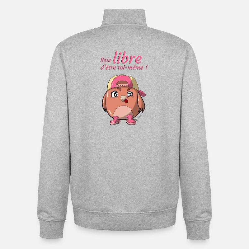 Libre d'être soi même - Sweat zippé unisexe en coton bio Stanley/Stella - gris chiné