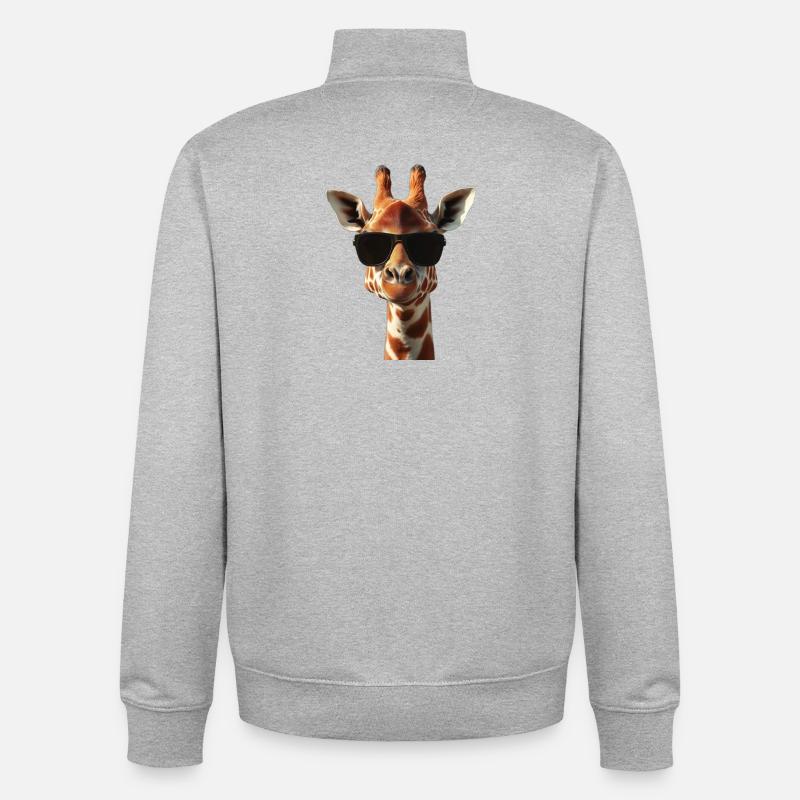 Girafe avec un look cool et sympa - Sweat zippé unisexe en coton bio Stanley/Stella - gris chiné