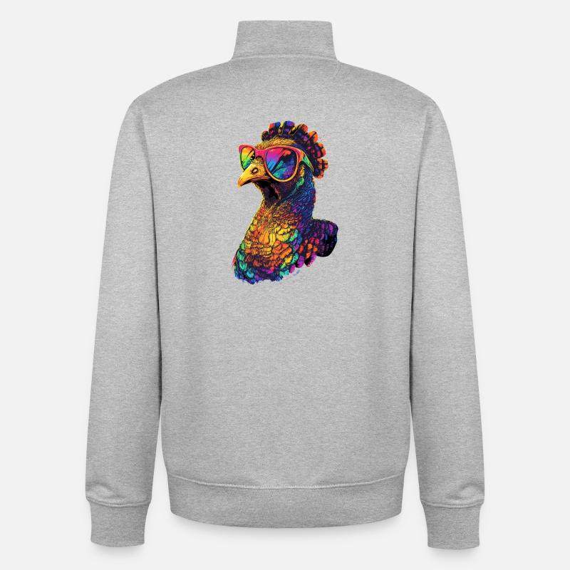 Dinde Poules Oiseaux Dinde - Sweat zippé unisexe en coton bio Stanley/Stella - gris chiné