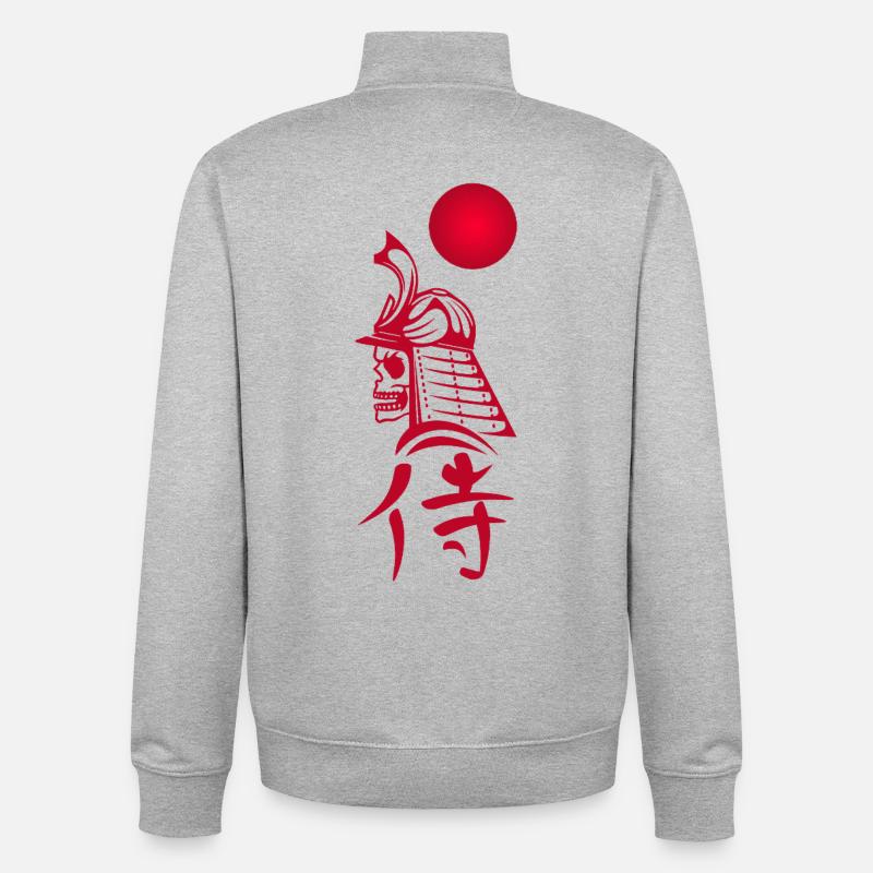 Phantom Samurai and Red Sun - Unisex Organic Zip Sweatshirt by Stanley/Stella - heather grey
