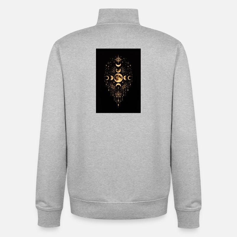 Full Moon Portal - Cosmic Alignment - Unisex Organic Zip Sweatshirt by Stanley/Stella - heather grey