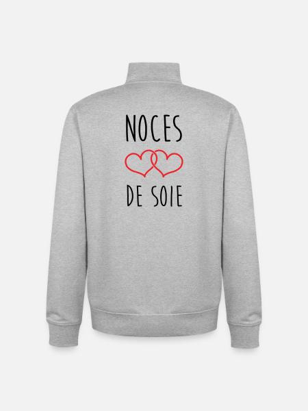 Silk Wedding 12 years of marriage - Unisex Organic Zip Sweatshirt by Stanley/Stella - heather grey