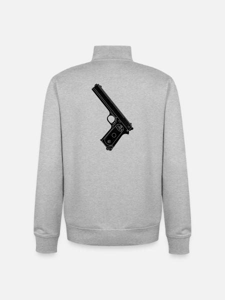 Military Pistol 38 Colt - Unisex Organic Zip Sweatshirt by Stanley/Stella - heather grey