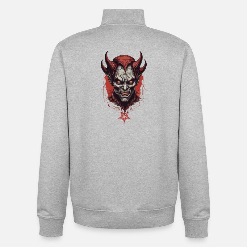 Hell demon devil - Unisex Organic Zip Sweatshirt by Stanley/Stella - heather grey