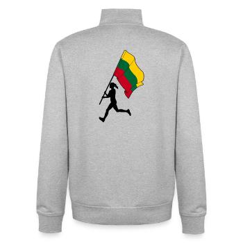 Flagge Litauen Frau läuft - Unisex Organic Zip Sweatshirt von Stanley/Stella - Grau meliert - Hinten - AI Model Male 185 light (185cm)