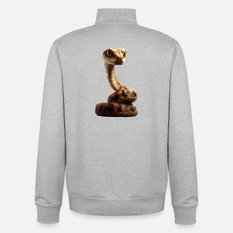 Schlange Python Kobra Klapperschlange Schlangen - Unisex Organic Zip Sweatshirt von Stanley/Stella - Grau meliert
