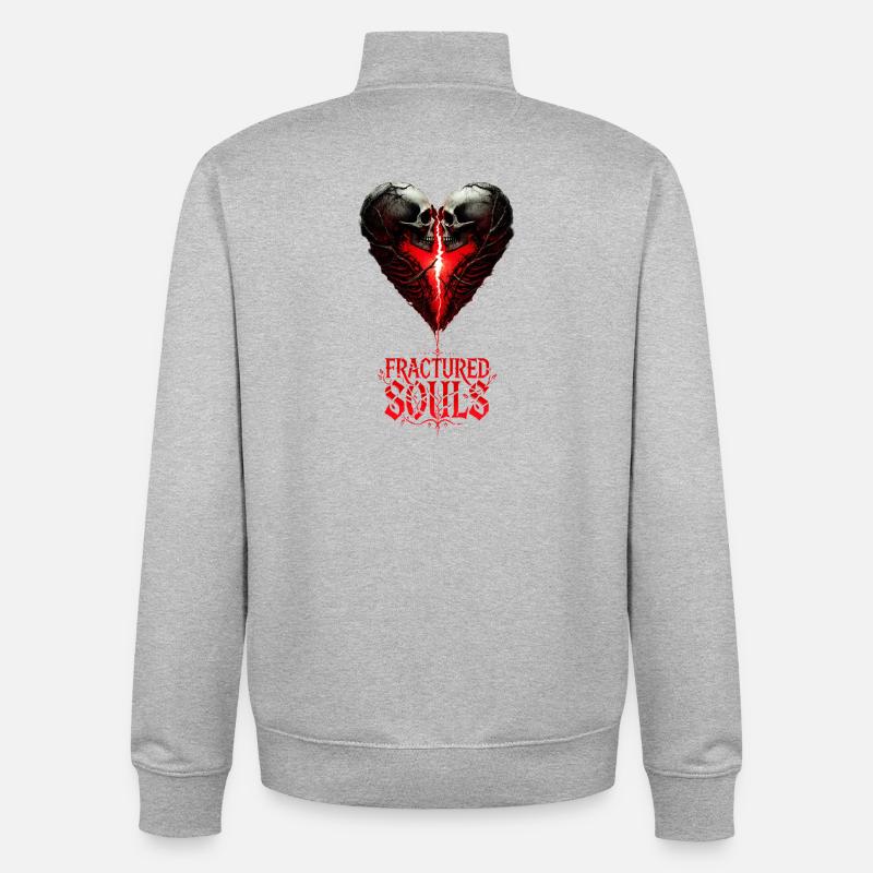 Cœur brisé squelettes Vampire Love. - Sweat zippé unisexe en coton bio Stanley/Stella - gris chiné