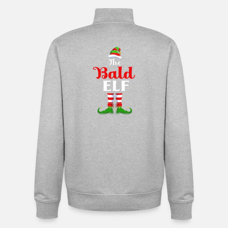 Elf Elf Christmas Gift Bald - Unisex Organic Zip Sweatshirt by Stanley/Stella - heather grey