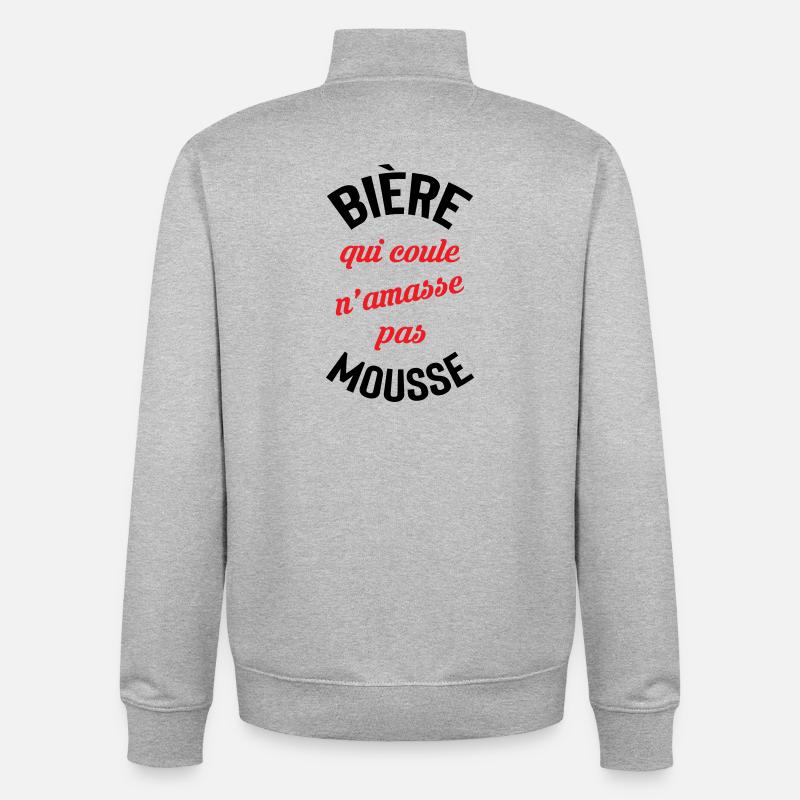 Rolling beer doesn't build foam - Unisex Organic Zip Sweatshirt by Stanley/Stella - heather grey