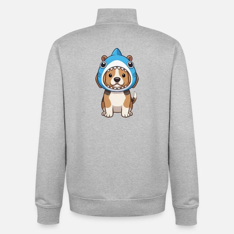 Cartoon Dog Beagle Mignon Carnaval Brésil - Sweat zippé unisexe en coton bio Stanley/Stella - gris chiné
