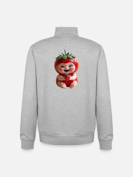 Erdbeerbaby Lächelnd Motiv - Unisex Organic Zip Sweatshirt von Stanley/Stella - Grau meliert