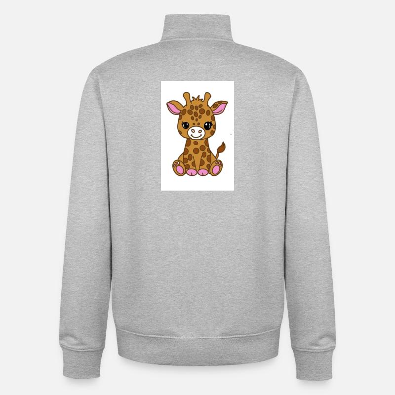 Girafon kawaï - Sweat zippé unisexe en coton bio Stanley/Stella - gris chiné