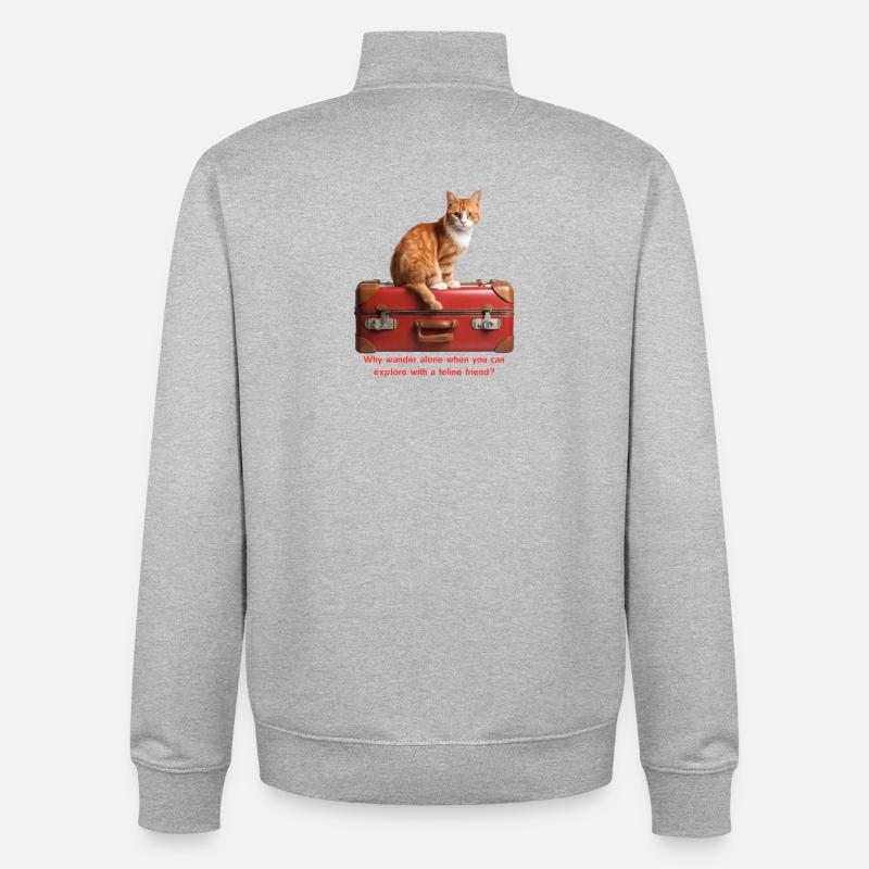 Reise Katze #1 - Unisex Organic Zip Sweatshirt von Stanley/Stella - Grau meliert