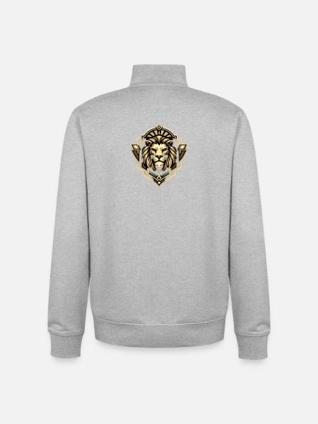 Löwenporträt im Art-Deko Stil - Unisex Organic Zip Sweatshirt von Stanley/Stella - Grau meliert