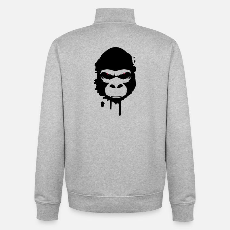 gorilla head Graffiti - Unisex Organic Zip Sweatshirt by Stanley/Stella - heather grey