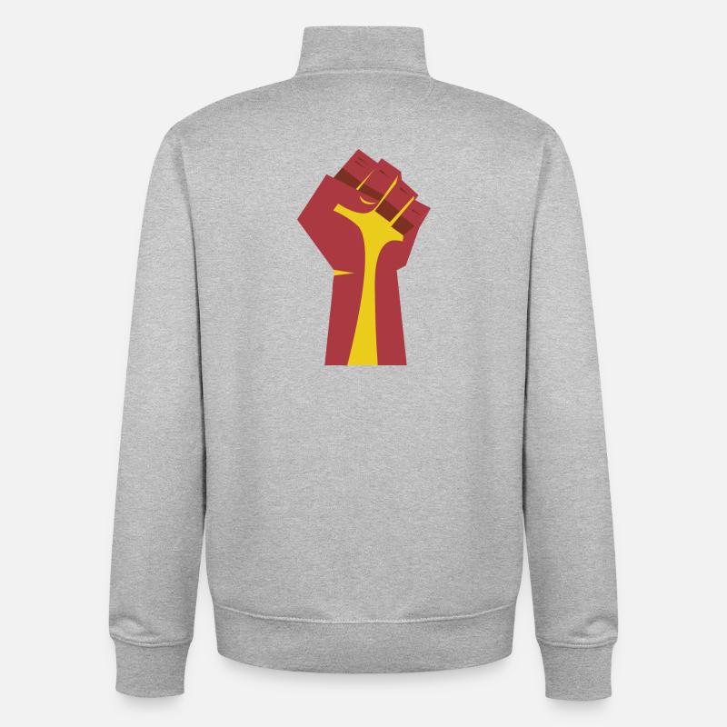Die erhobene Faust (rot, gelb) - Unisex Organic Zip Sweatshirt von Stanley/Stella - Grau meliert