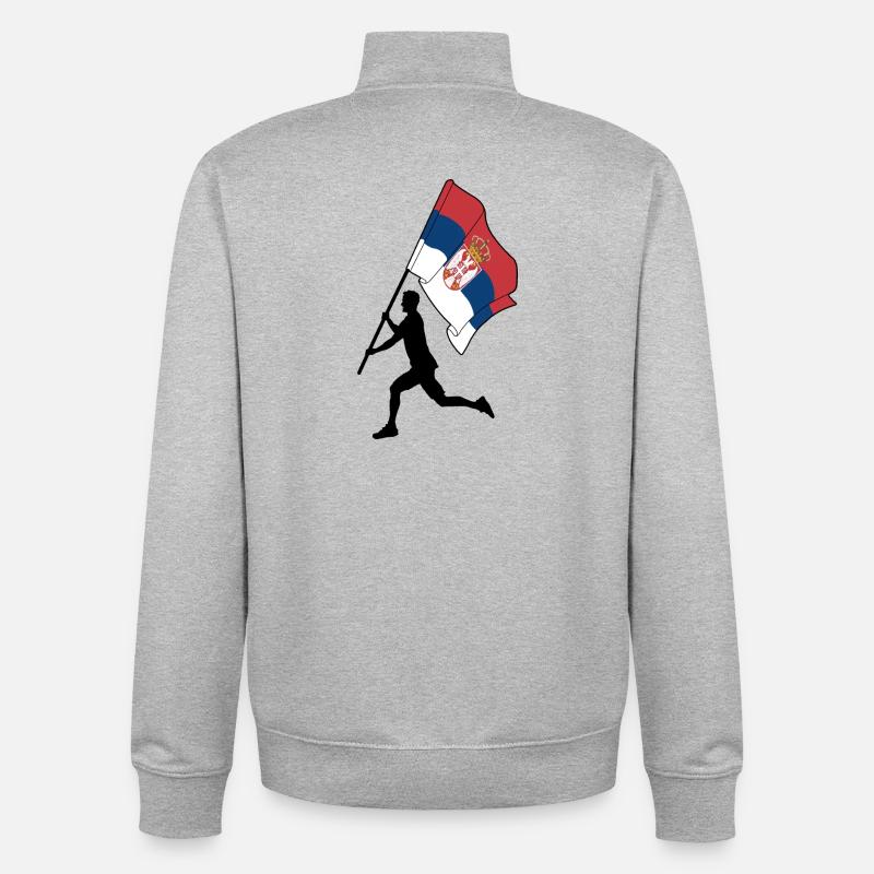 Flagge Serbien Mann läuft - Unisex Organic Zip Sweatshirt von Stanley/Stella - Grau meliert