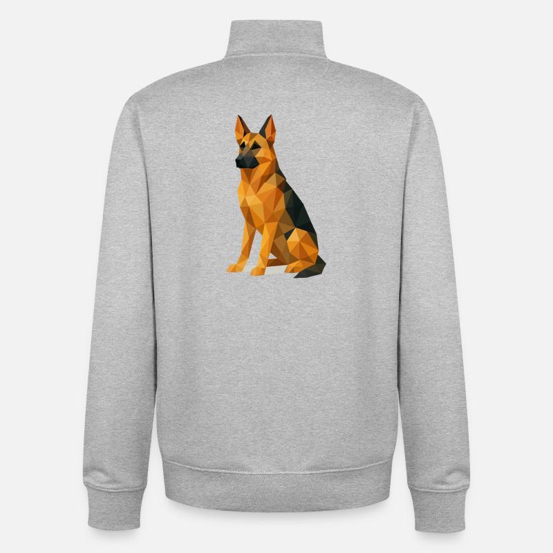 Deutscher Schäferhund in Low Poly - Unisex Organic Zip Sweatshirt von Stanley/Stella - Grau meliert