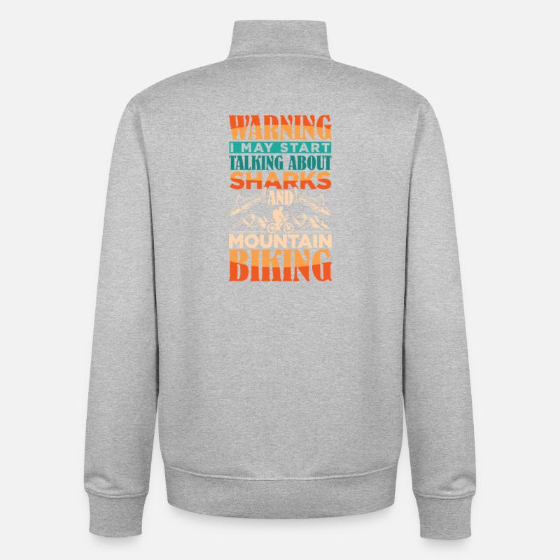VTT VTT VTT Hai Sharks - Sweat zippé unisexe en coton bio Stanley/Stella - gris chiné