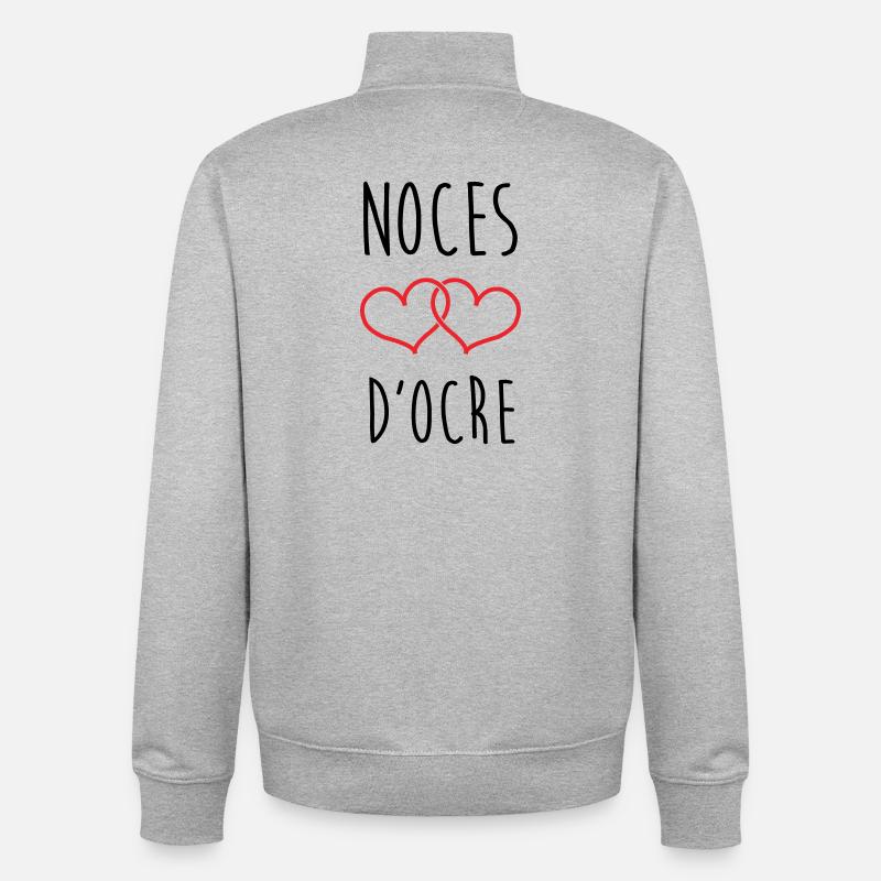 Noces d'Ocre 71 ans de mariage - Sweat zippé unisexe en coton bio Stanley/Stella - gris chiné