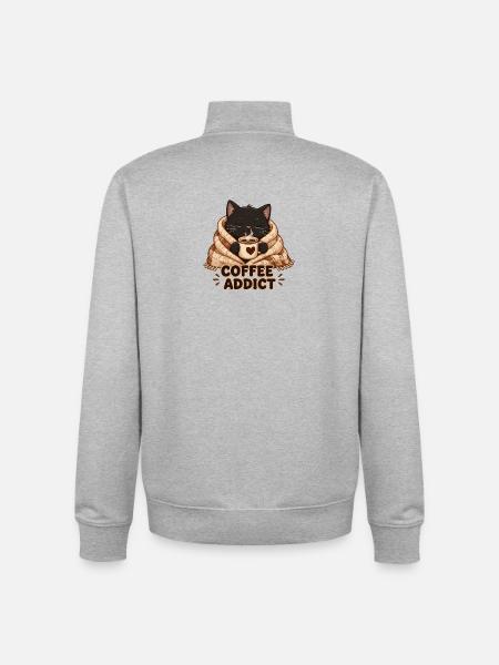 Katzen und Kaffee - Unisex Organic Zip Sweatshirt von Stanley/Stella - Grau meliert