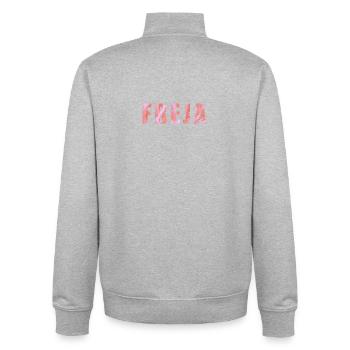 Lavande abstrait aquarelle design - Sweat zippé unisexe en coton bio Stanley/Stella - gris chiné - Dos - AI Model Male 185 light (185cm)