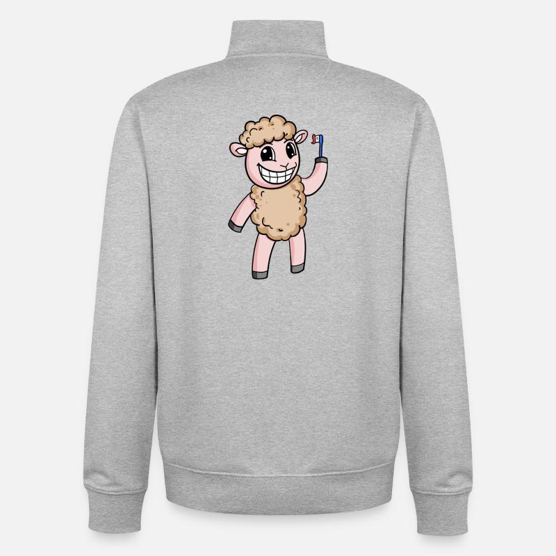 Moutons avec brosse à dents - Sweat zippé unisexe en coton bio Stanley/Stella - gris chiné