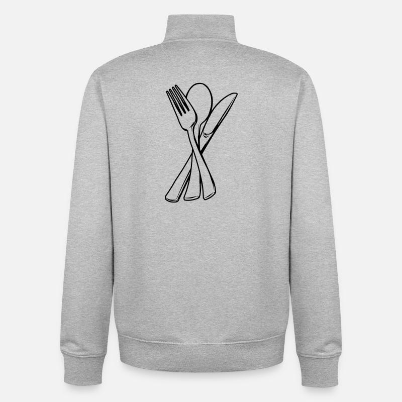 Messer, Gabel und Löffel transparent - Unisex Organic Zip Sweatshirt von Stanley/Stella - Grau meliert