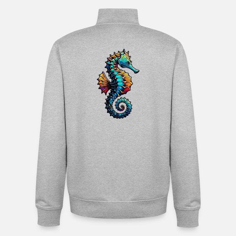 Hippocampe - Sweat zippé unisexe en coton bio Stanley/Stella - gris chiné