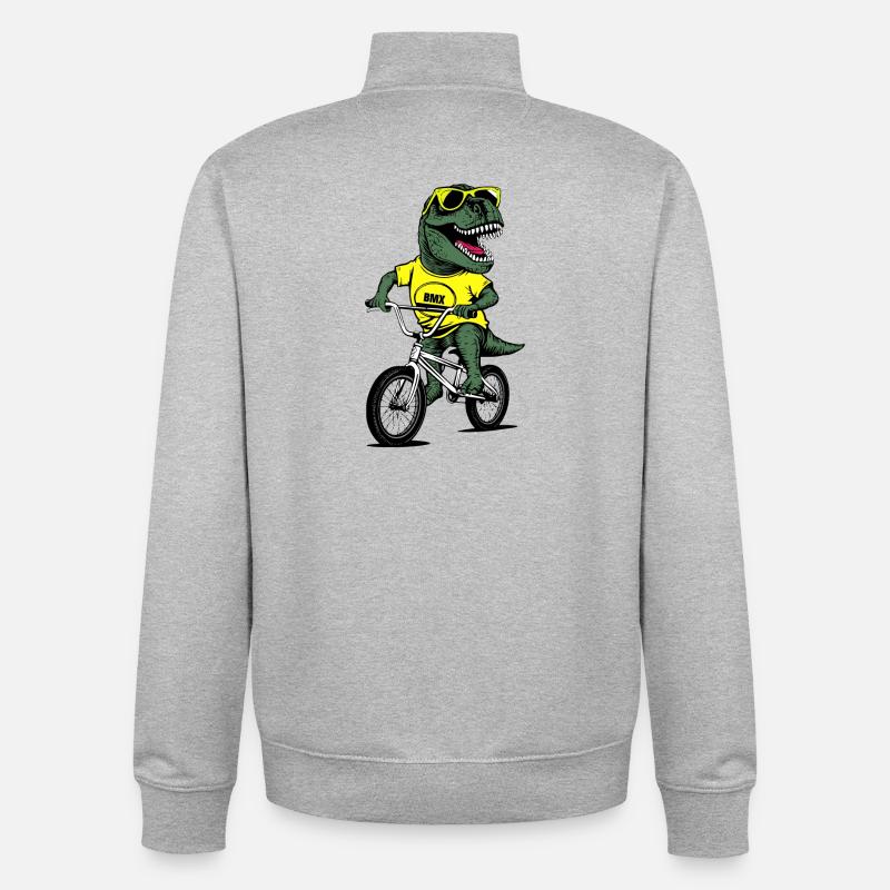 Dino BMX avec lunettes de soleil - Sweat zippé unisexe en coton bio Stanley/Stella - gris chiné