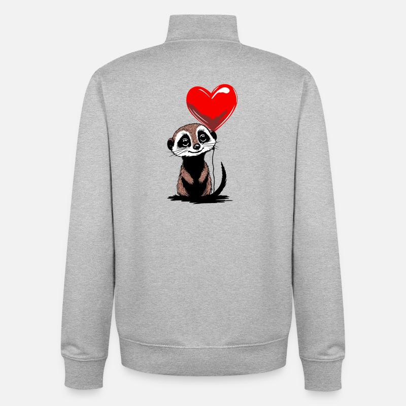 Erdmännchen Herz Luftballon - Heartful Creatures - Unisex Organic Zip Sweatshirt von Stanley/Stella - Grau meliert