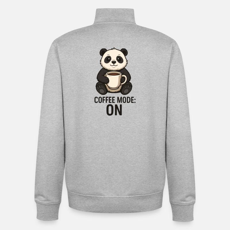 Kaffee Panda Modus An Tier Design  - Unisex Organic Zip Sweatshirt von Stanley/Stella - Grau meliert
