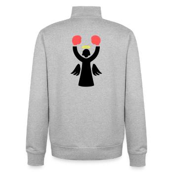 Boxer Angel Pictogram Funny - Unisex Organic Zip Sweatshirt by Stanley/Stella - heather grey - Back - AI Model Male 185 light (185cm)