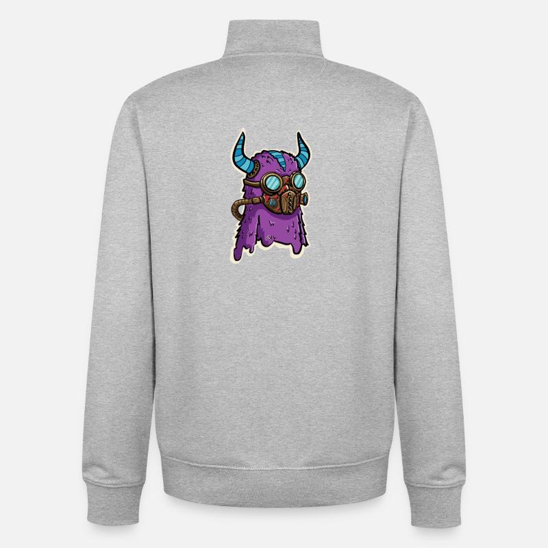 Monstre Violet Steampunk à Lunettes - Sweat zippé unisexe en coton bio Stanley/Stella - gris chiné