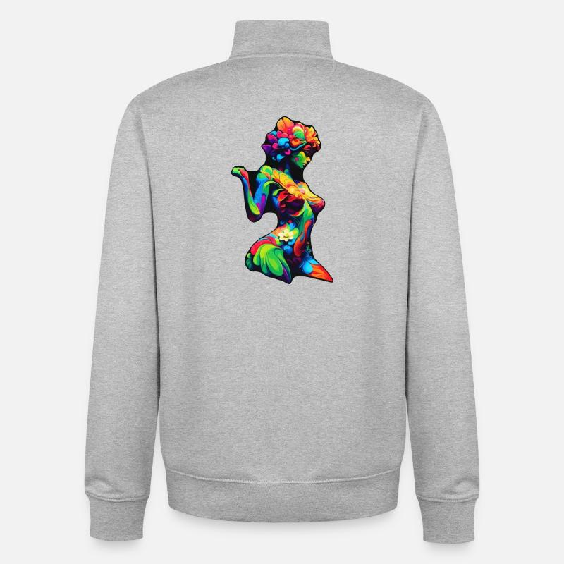 Bunte Flora-Silhouette - Unisex Organic Zip Sweatshirt von Stanley/Stella - Grau meliert
