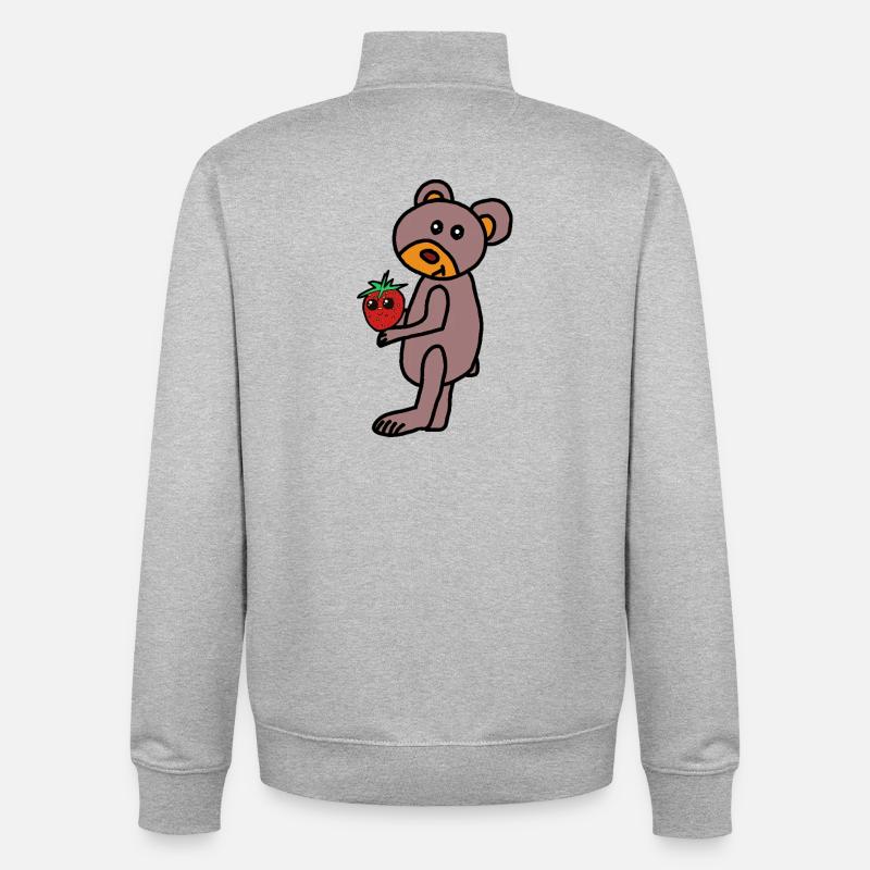 Teddy Teddys Kind Bär  Erdbeere - Unisex Organic Zip Sweatshirt von Stanley/Stella - Grau meliert
