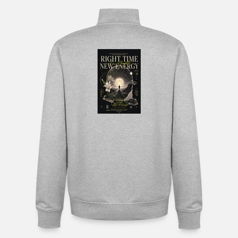 Right Time New Energy - Unisex Organic Zip Sweatshirt by Stanley/Stella - heather grey