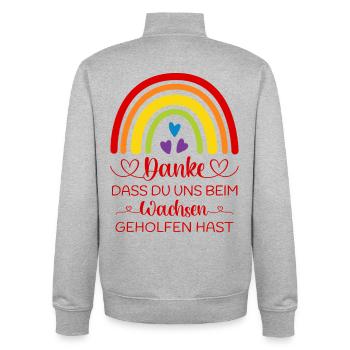 Danke sagen Kita Kindergarten Boho Regenbogen bunt - Unisex Organic Zip Sweatshirt von Stanley/Stella - Grau meliert - Hinten - AI Model Male 185 light (185cm)