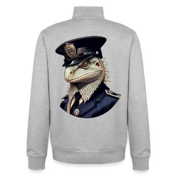 Lézards policiers - Sweat zippé unisexe en coton bio Stanley/Stella - gris chiné - Dos - AI Model Male 185 light (185cm)
