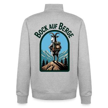 Bergziege mit Rucksack - Unisex Organic Zip Sweatshirt von Stanley/Stella - Grau meliert - Hinten - AI Model Male 185 light (185cm)