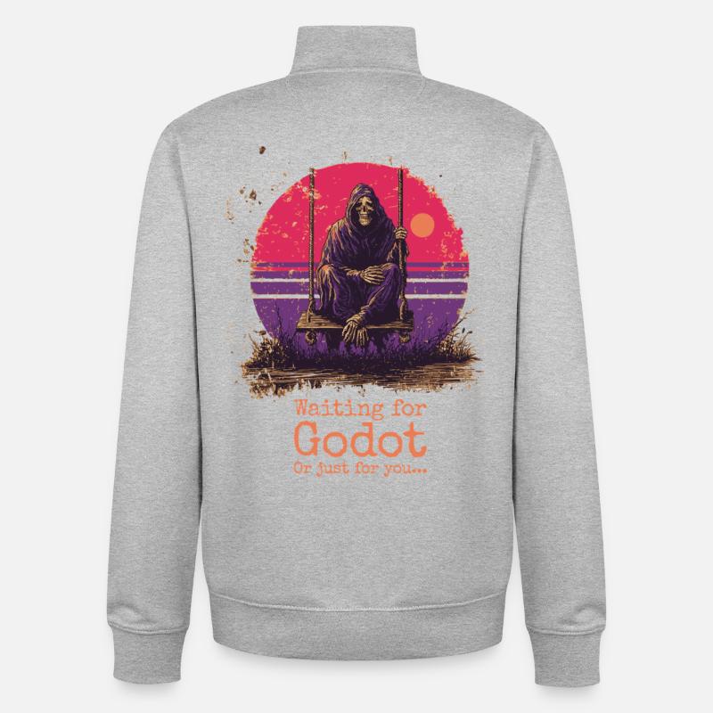 Faucheuse sur Swing Au Coucher Du Soleil - Sweat zippé unisexe en coton bio Stanley/Stella - gris chiné