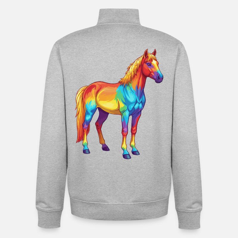Buntes Pferderegenbogen-Pop-Art-Aquarell - Unisex Organic Zip Sweatshirt von Stanley/Stella - Grau meliert