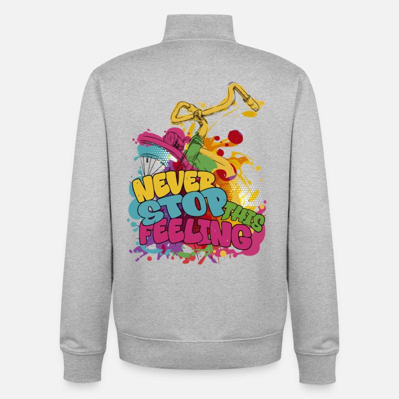 Ne cesse jamais ce sentiment - Sweat zippé unisexe en coton bio Stanley/Stella - gris chiné