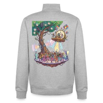 Digitale Waldparty im Zukunfts Musik Festival - Unisex Organic Zip Sweatshirt von Stanley/Stella - Grau meliert - Hinten - AI Model Male 185 light (185cm)